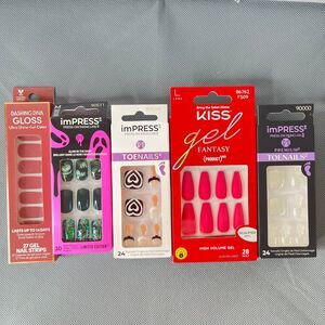 5 Pk Nail Bundle Toes and Hands Press-On & Strips #475